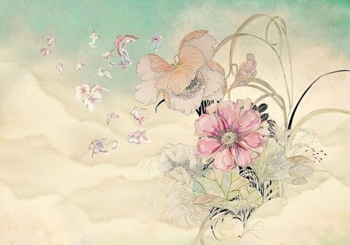 skdhlifpj Fototapete 3d Effekt Aquarell Blumen 250cmx175cm Wandbild xxl Schlafzimmer wohnzimmer Retro-Blätter Tropischer Pflanzen Wandbelag Wanddeko von skdhlifpj