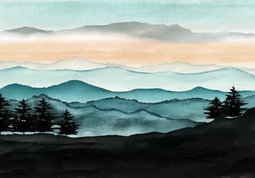 skdhlifpj Fototapete 3d Effekt Blaue Berge Chinesischen 150cmx105cm Wandbild xxl Schlafzimmer wohnzimmer Moderne Abstrakte Landschaft Wandbelag Wanddeko von skdhlifpj