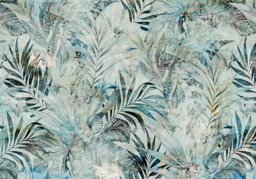 skdhlifpj Fototapete 3d Effekt Blaue Blätter 350cmx245cm Wandbild xxl Schlafzimmer wohnzimmer Tropische Pflanzen Mit Bananenblättern Wandbelag Wanddeko von skdhlifpj