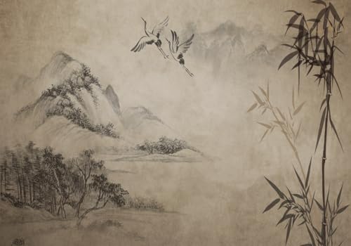 skdhlifpj Fototapete 3d Effekt Natürliche Landschaft 300cmx256cm Wandbild xxl Schlafzimmer wohnzimmer Retro Abstrakte Bambusgebirgskette Wandbelag Wanddeko von skdhlifpj