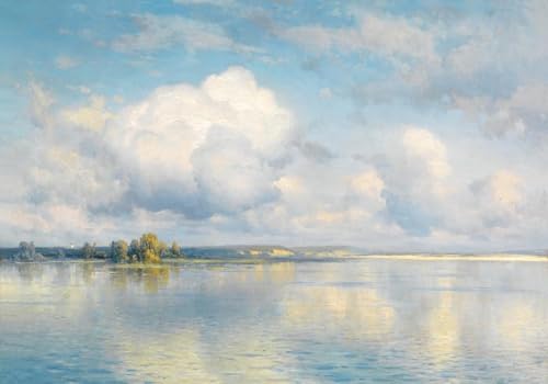 skdhlifpj Fototapete 3d Effekt Natur Landschaft 200cmx140cm Wandbild xxl Schlafzimmer wohnzimmer Ölgemälde Mit Blauem Himmel Weißen Wolken Ozean Wandbelag Wanddeko von skdhlifpj