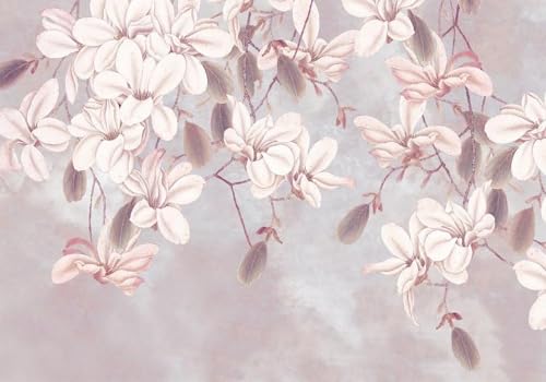 skdhlifpj Fototapete 3d Effekt Rosa Blumen 300cmx256cm Wandbild xxl Schlafzimmer wohnzimmer Retro-Abstrakte Magnolienblüten Wandbelag Wanddeko von skdhlifpj