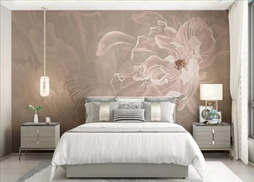 skdhlifpj Fototapete 3d Effekt Rote Blumen 200cmx140cm Wandbild xxl Schlafzimmer wohnzimmer Transparente Retro-Pfingstrosenblüten Wandbelag Wanddeko von skdhlifpj