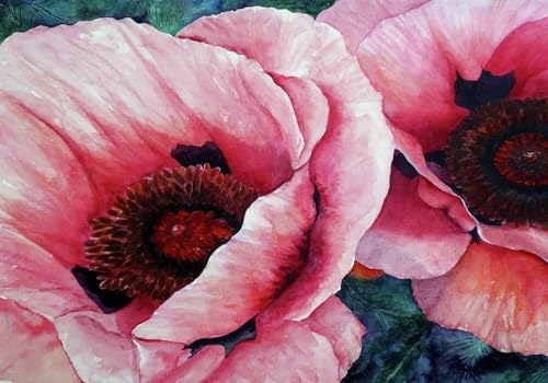 skdhlifpj Fototapete 3d Effekt Rote Blumen 300cmx210cm Wandbild xxl Schlafzimmer wohnzimmer Retro-Rosen, Blaue Blätter Wandbelag Wanddeko von skdhlifpj