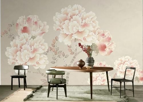 skdhlifpj Fototapete 3d Effekt Rote Blumen 350cmx245cm Wandbild xxl Schlafzimmer wohnzimmer Vintage-Pfingstrose Vögel Wandbelag Wanddeko von skdhlifpj