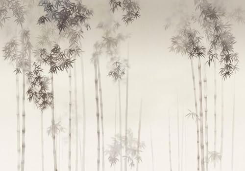 skdhlifpj Fototapete 3d Effekt Schwarz-Weiße Bambushaine 200cmx140cm Wandbild xxl Schlafzimmer wohnzimmer Impressionistische Vintage-Bambusblätter Wandbelag Wanddeko von skdhlifpj