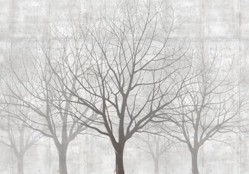 skdhlifpj Fototapete 3d Effekt Schwarze Bäume 250cmx175cm Wandbild xxl Schlafzimmer wohnzimmer Winterlicher Regenwald Schwarz-Weißer Wald Wandbelag Wanddeko von skdhlifpj