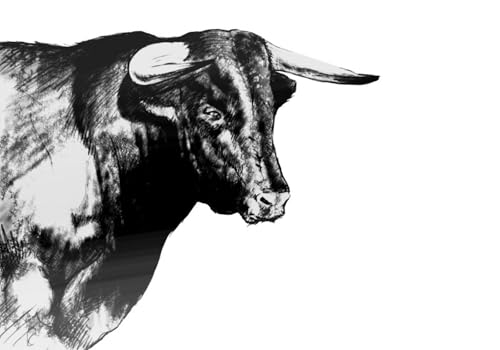 skdhlifpj Fototapete 3d Effekt Schwarze Kuh 150cmx105cm Wandbild xxl Schlafzimmer wohnzimmer Vintage-Gemälde Mit Stierkopf Als Wohnaccessoire Wandbelag Wanddeko von skdhlifpj