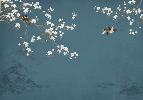 skdhlifpj Fototapete 3d Effekt Weiße Blumen 300cmx210cm Wandbild xxl Schlafzimmer wohnzimmer Chinesische Magnolie Landschaft Wandbelag Wanddeko von skdhlifpj