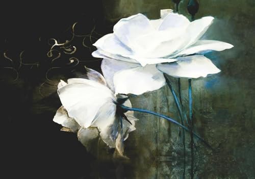 skdhlifpj Fototapete 3d Effekt Weiße Blumen 300cmx210cm Wandbild xxl Schlafzimmer wohnzimmer Retro-Abstrakte Teich-Lotus-Strichzeichnung Wandbelag Wanddeko von skdhlifpj