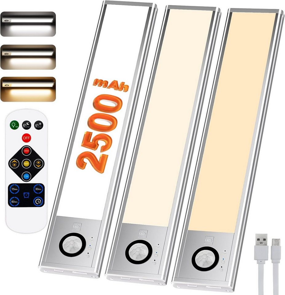 skelo LED Unterbauleuchte Schrankbeleuchtung Led mit Fernsteuerung und Bewegungsmelder - 20cm, Lichtleiste, Batteriebetrieben Nachtlicht, Timer-Funktion (15 / 30 / 60 Min, Aus), Warmweiß, Naturweiß, Kaltweiß, Unterbauleuchte Kabellose für Kleiderschrank/Vitrine/Küche/Treppe von skelo