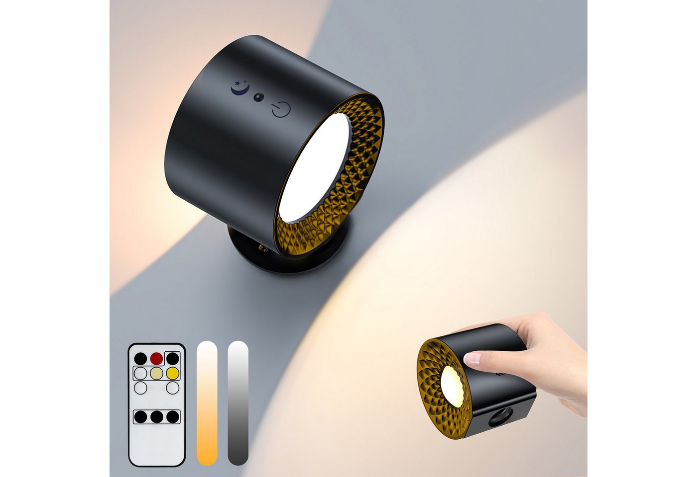 skelo LED Wandleuchte Wandleuchte innen schwenkbar, mit Fernbedienung, 12 x 8 x 6cm, Schwarz, Leselampe, LED fest integriert, wandlampe, Kaltweiß, Warmweiß, Natürliches Licht, Kabellose Spotlight Aufladbar, LED mit Timing Funktion (0,5/1/2H) skelo LED Wandleuchte Wandleuchte innen schwenkbar, mit Fernbedienung, 12 x 8 x 6cm, Schwarz, Leselampe, LED fest integriert, wandlampe, Kaltweiß, Warmweiß, Natürliches Licht, Kabellose Spotlight Aufladbar, LED mit Timing Funktion (0,5/1/2H) von skelo