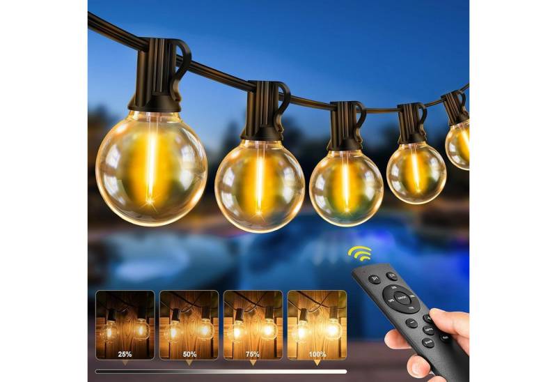 skelo Lichterkette Led Lichterkette Außen Strom, 10/18/30M Dimmbar Outdoor Lichterkette, 43-flammig, Lichterketten Aussen für Garten, Balkon, Party, Terrasse von skelo
