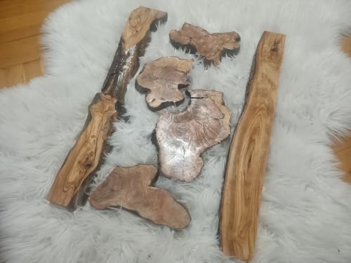 Live Edge Olive Wood Slab Set in 6 Pieces for DIY and Epoxy River Table, Ready to be Resin Table Project (3 Sets(18 pcs)) von skilled hands