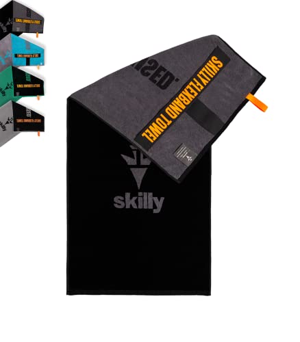 skilly FBT120 Fitness Handtuch I 120x50cm I Designed in Deutschland hergestellt in Portugal I Funktionshandtuch mit Antirutsch- Funktion I aus saugstarker Öko-Tex zertifizierter Baumwolle von skilly