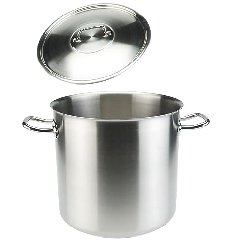 SKK kleiner Gastro Kochtopf Induktion 20 cm - 18/10 Edelstahl Suppentopf für Gastronomie oder Großküchen & Edelstahl-Deckel von SKK