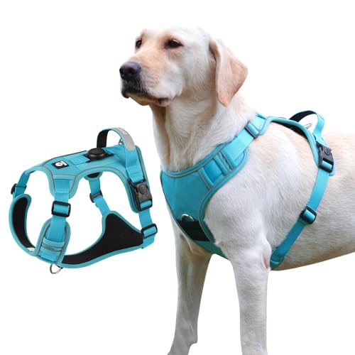 Hundegeschirr mit AirTag-Halter, verstellbare ausbruchsichere Weste für extra große Hunde, kein Würgen, reflektierendes Geschirr mit Griff für einfache Kontrolle, strapazierfähig für Training, Wandern von skmeditec