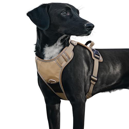 Hundegeschirr mit AirTag-Halter, verstellbare ausbruchsichere Weste für große Hunde, kein Würgen, reflektierendes Geschirr mit Griff für einfache Kontrolle, strapazierfähig für Training, Wandern von skmeditec