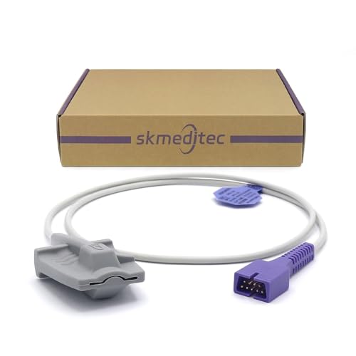 skmeditec 3,2 FT‎ wiederverwendbarer SpO2-Sensor für Erwachsene, kompatibel mit Nellcor Oximax mit 9-poligem Anschluss, Ersatz für FLEXMAX von skmeditec