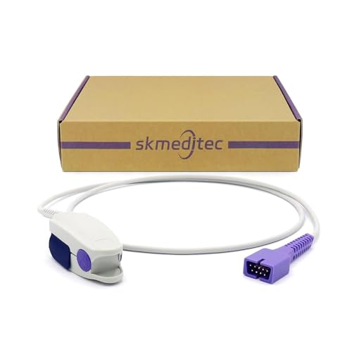 skmeditec 9,8 Fuß SpO2-Sensor kompatibel mit Nellcor Oximax, wiederverwendbare Fingerclip-Sonde für Erwachsene mit 9-poligem Anschluss, Ersatz für DS-100A von skmeditec