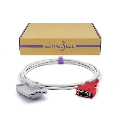 skmeditec Compatible with Masimo 2643 2644 SpO2 Sensor Probe, 9.8 FT Adult Finger Soft with 20 Pins Red Connector von skmeditec