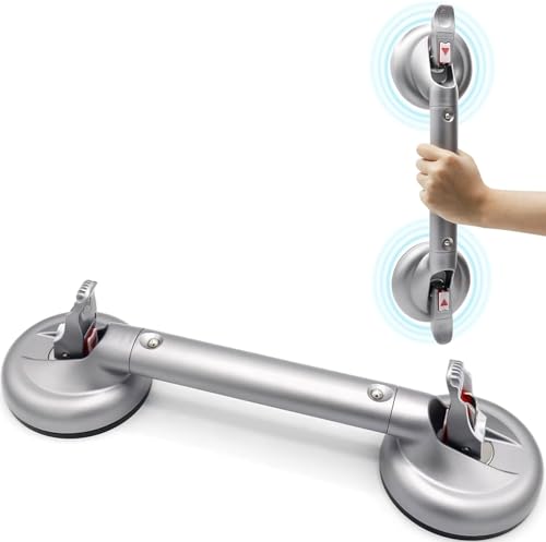 skmeditec Haltegriffe für Senioren 43cm, Haltegriff Dusche ohne Bohren, MAX 269 Pfund abnehmbare Duschgriff mit Saugnapf, Badewannengriff mit Saugwarnung für Behinderte und ältere Menschen (17in) von skmeditec