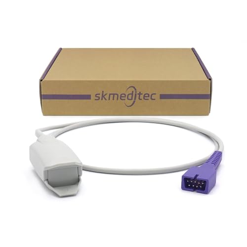 skmeditec SpO2-Sensor, 9,8 Fuß Direktanschlusssonde mit Chip, kompatibel mit Nellcor-Monitoren für Oximax SpO2-Modul, wiederverwendbare große Clipsonde mit 9-poligem Anschluss von skmeditec