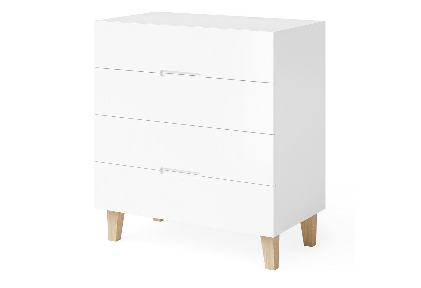 skølm Kommode Freyr (Sideboard mit 4 Schubladen), weiß/natur, aus MDF und Massivholz von skølm