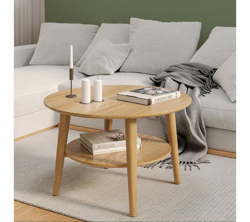 skølm. Couchtisch Mjölnir (in rund oder oval erhältlich), Durchmesser 70 cm, aus Eiche Massivholz von skølm.