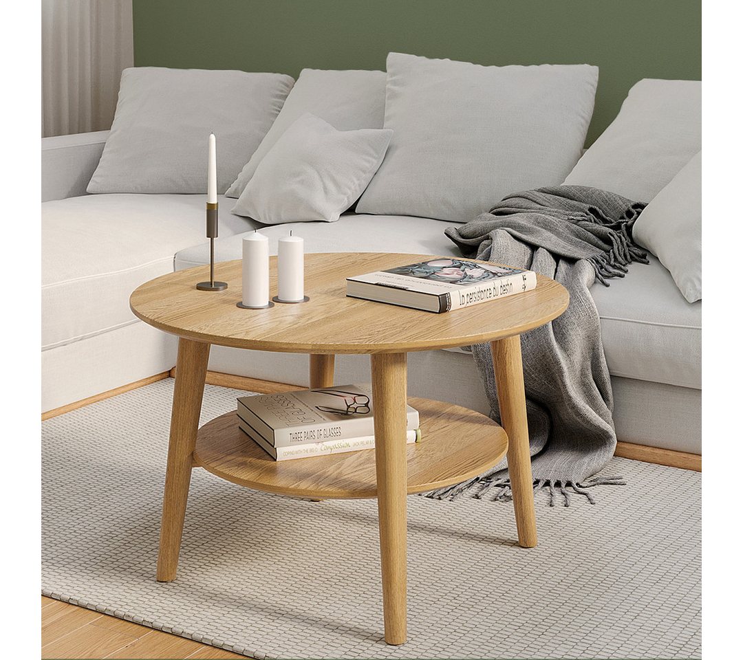 skølm Couchtisch Mjölnir (in rund oder oval erhältlich), Durchmesser 70 cm, aus Eiche Massivholz von skølm