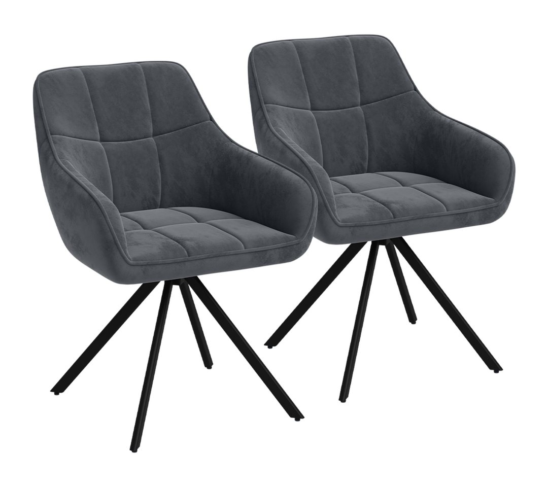 skølm Esszimmerstuhl Sköll Drehstuhl mit Samt-Bezug (2er Set, dunkelgrau, bis 150 kg), Küchenstuhl, höhenverstellbar & drehbar, verfügbar als 4er/6er Set von skølm