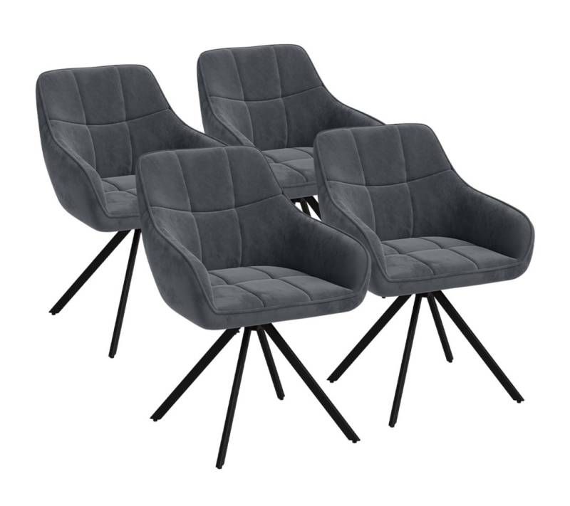 skølm Esszimmerstuhl Sköll Drehstuhl mit Samt-Bezug (4er Set, dunkelgrau, bis 150 kg), Küchenstuhl, höhenverstellbar & drehbar, verfügbar als 2er/6er Set von skølm