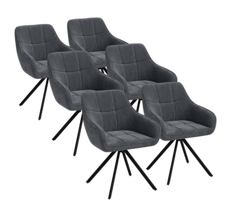 skølm Esszimmerstuhl Sköll Drehstuhl mit Samt-Bezug (6er Set, dunkelgrau, bis 150 kg), Küchenstuhl, höhenverstellbar & drehbar, verfügbar als 2er/4er Set von skølm