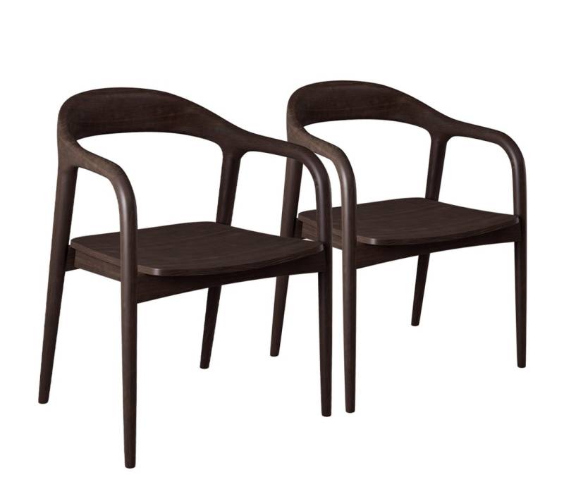 skølm Esszimmerstuhl Sól (Spar-Set auch mit Sitzpolster, 2 St), Armlehnestuhl aus Massivholz, dunkelbraun von skølm