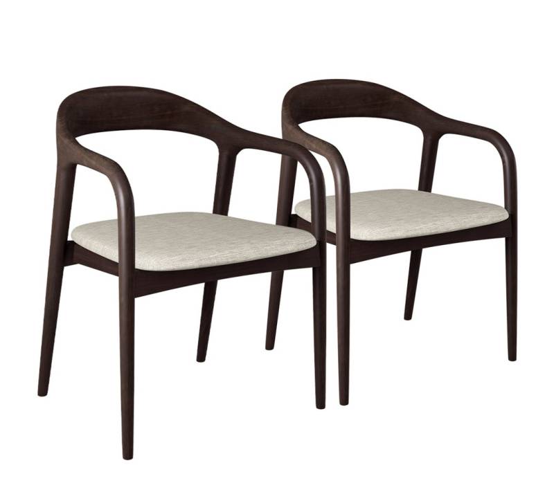 skølm Esszimmerstuhl Sól (Spar-Set auch ohne Sitzpolster erhältlich, 2 St), Armlehnestuhl aus Massivholz, dunkelbraun von skølm