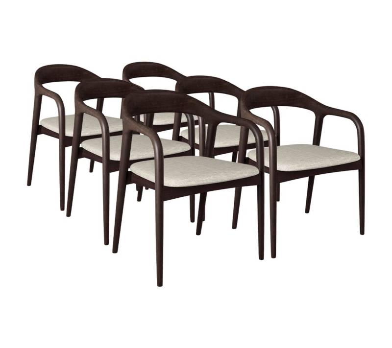 skølm Esszimmerstuhl Sól (Spar-Set auch ohne Sitzpolster erhältlich, 6 St), Armlehnestuhl aus Massivholz, dunkelbraun von skølm