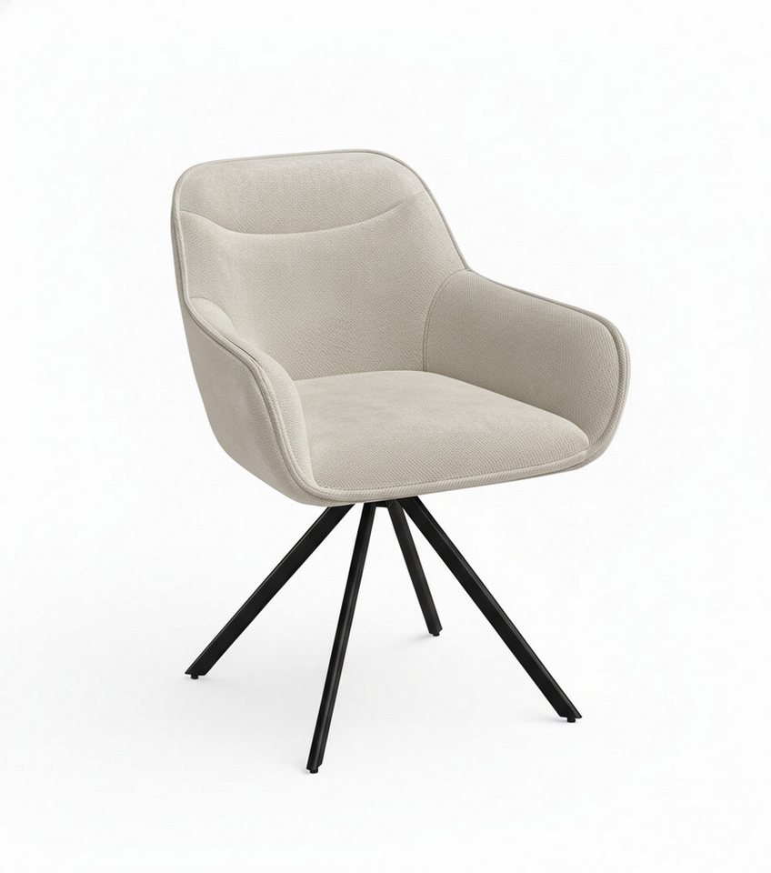 skølm Esszimmerstuhl Thokk Drehstuhl mit Leinen-Optik (2er Set, hellbraun, bis 150 kg), Küchenstuhl, höhenverstellbar & drehbar, verfügbar als 4er/6er Set von skølm