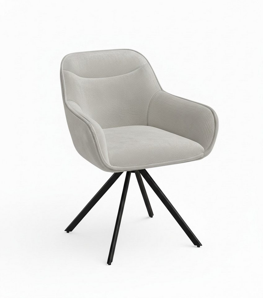 skølm Esszimmerstuhl Thokk Drehstuhl mit Leinen-Optik (4er Set, hellbraun, bis 150 kg), Küchenstuhl, höhenverstellbar & drehbar, verfügbar als 2er/6er Set von skølm