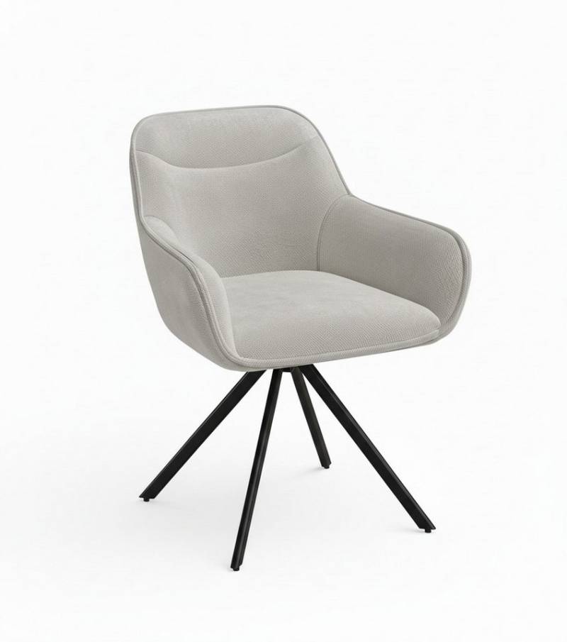 skølm Esszimmerstuhl Thokk Drehstuhl mit Leinen-Optik (4er Set, hellbraun, bis 150 kg), Küchenstuhl, höhenverstellbar & drehbar, verfügbar als 2er/6er Set von skølm