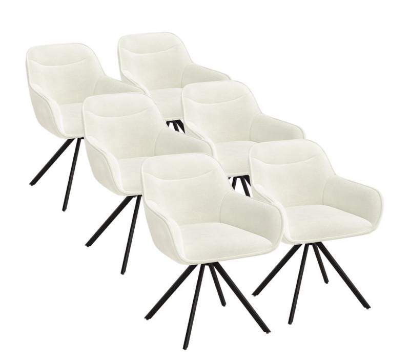 skølm Esszimmerstuhl Thokk Drehstuhl mit Leinen-Optik (6er Set, beige, bis 150 kg), Küchenstuhl, höhenverstellbar & drehbar, verfügbar als 2er/4er Set von skølm