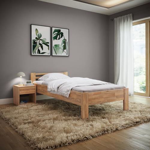skølm Fenrir Bett 100x200 cm Eiche, Einzelbett, Seniorenbett aus Massivholz Eiche, Bettgestell aus Holz Natur geölt skølm Fenrir Bett 100x200 cm Eiche, Einzelbett, Seniorenbett aus Massivholz Eiche, Bettgestell aus Holz Natur geölt von skølm