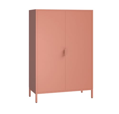 skølm Ituri Metallkommode – Metall Schrank mit Doppeltüren & 3 Fächern – Sideboard in Terrakotta – Kommode aus Stahl – Mehrzweckschrank für Wohnzimmer/Schlafzimmer/Büro/Flur – Highboard von skølm