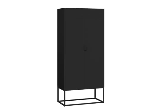 skølm Izar Metallkommode – Wohnzimmerschrank mit Doppeltüren in Anthrazit – Metallschrank mit 4 Fächern – Sideboard für Wohnzimmer – Mehrzweckschrank 180x80x40 cm skølm Izar Metallkommode – Wohnzimmerschrank mit Doppeltüren in Anthrazit – Metallschrank mit 4 Fächern – Sideboard für Wohnzimmer – Mehrzweckschrank 180x80x40 cm von skølm