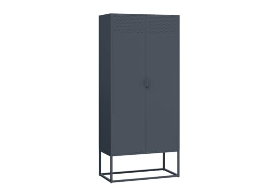 skølm Izar Metallkommode – Wohnzimmerschrank mit Doppeltüren in Anthrazit – Metallschrank mit 4 Fächern – Sideboard für Wohnzimmer – Mehrzweckschrank 180x80x40 cm skølm Izar Metallkommode – Wohnzimmerschrank mit Doppeltüren in Anthrazit – Metallschrank mit 4 Fächern – Sideboard für Wohnzimmer – Mehrzweckschrank 180x80x40 cm von skølm
