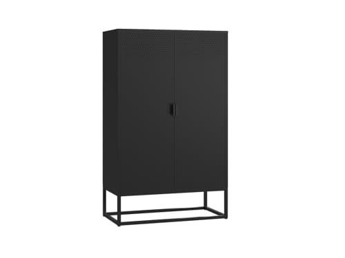 skølm Izar Metallkommode – Wohnzimmerschrank mit Doppeltüren in Schwarz – Metallschrank mit 2 Fächern – Sideboard für Wohnzimmer – Mehrzweckschrank 100x80x40 cm skølm Izar Metallkommode – Wohnzimmerschrank mit Doppeltüren in Schwarz – Metallschrank mit 2 Fächern – Sideboard für Wohnzimmer – Mehrzweckschrank 100x80x40 cm von skølm