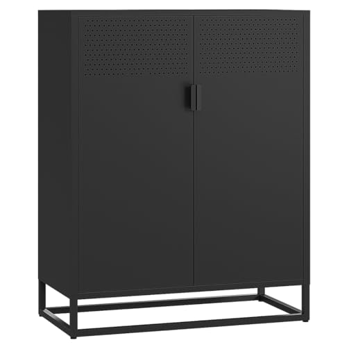 skølm Izar Metallkommode – Wohnzimmerschrank mit Doppeltüren in Schwarz – Metallschrank mit 2 Fächern – Sideboard für Wohnzimmer – Mehrzweckschrank 135x80x40 cm skølm Izar Metallkommode – Wohnzimmerschrank mit Doppeltüren in Schwarz – Metallschrank mit 2 Fächern – Sideboard für Wohnzimmer – Mehrzweckschrank 135x80x40 cm von skølm