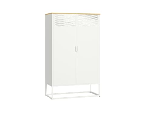 skølm Izar Metallkommode – Wohnzimmerschrank mit Doppeltüren in Weiß – Metallschrank mit MDF-Ablagefläche & 3 Fächern – Sideboard für Wohnzimmer – Mehrzweckschrank 135x80x40 cm skølm Izar Metallkommode – Wohnzimmerschrank mit Doppeltüren in Weiß – Metallschrank mit MDF-Ablagefläche & 3 Fächern – Sideboard für Wohnzimmer – Mehrzweckschrank 135x80x40 cm von skølm