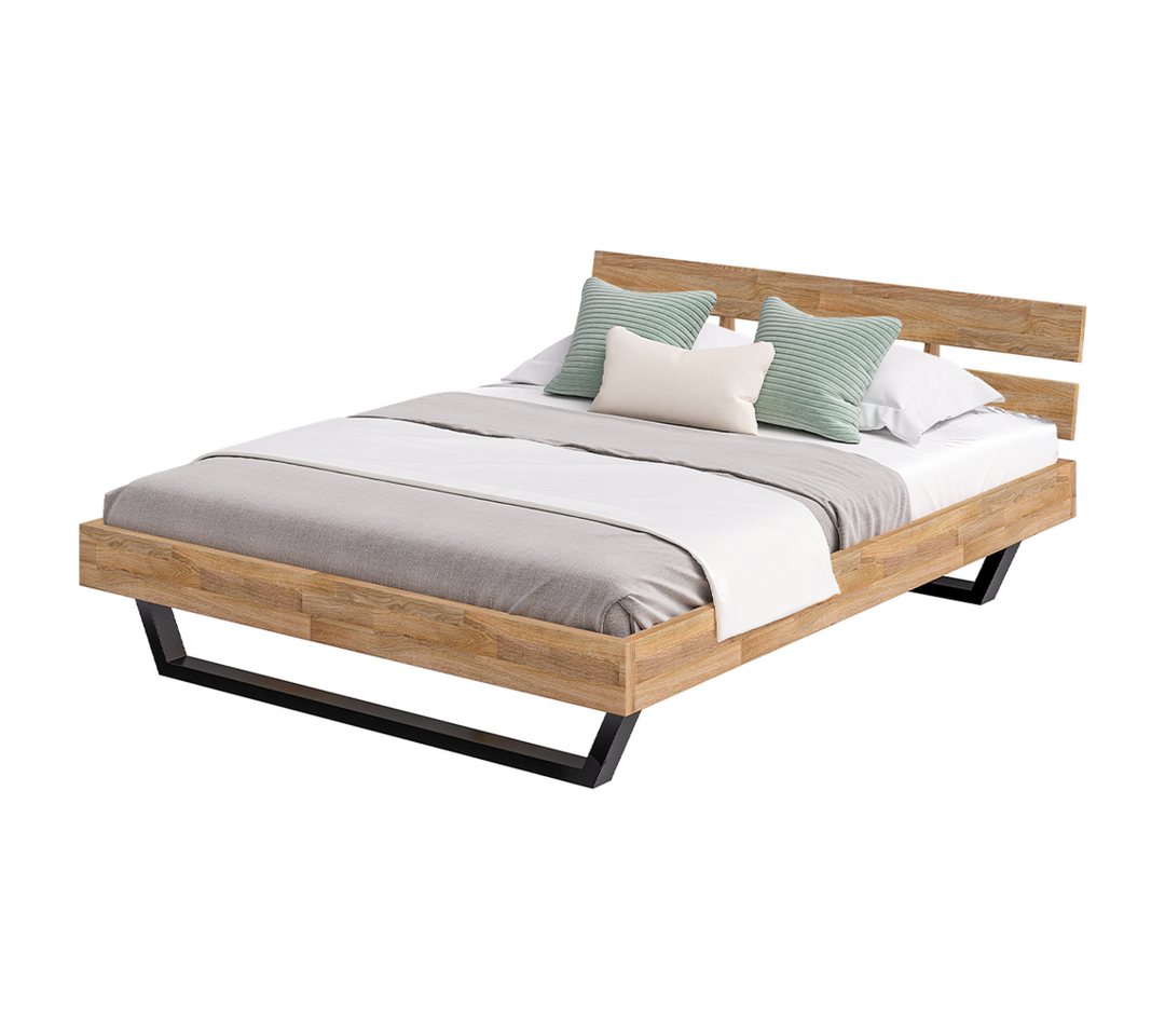 skølm Massivholzbett Alver, natur geölt mit Metallkufen, verfügbar in 120/140/160/180 x 200 cm skølm Massivholzbett Alver, natur geölt mit Metallkufen, verfügbar in 120/140/160/180 x 200 cm von skølm