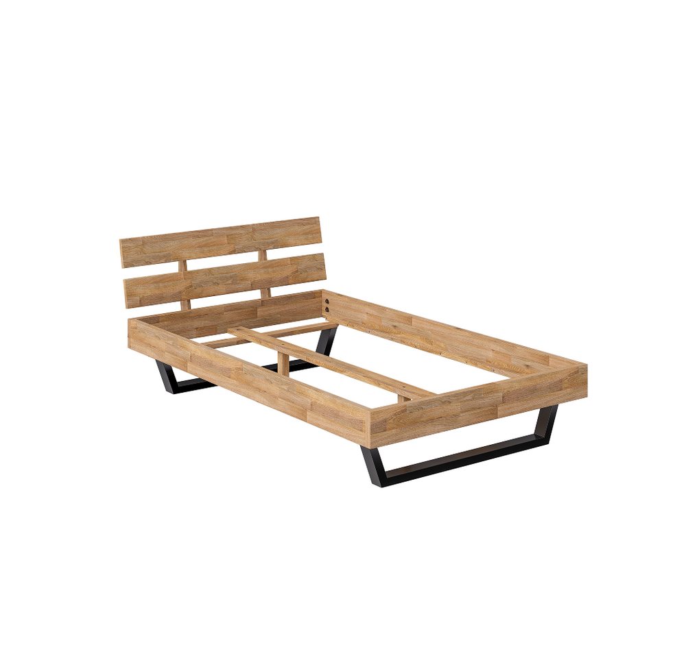 skølm Massivholzbett Alver, natur geölt mit Metallkufen, verfügbar in 120/140/160/180 x 200 cm von skølm