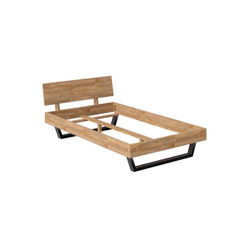 skølm Massivholzbett Alver, natur geölt mit Metallkufen, verfügbar in 120/140/160/180 x 200 cm von skølm